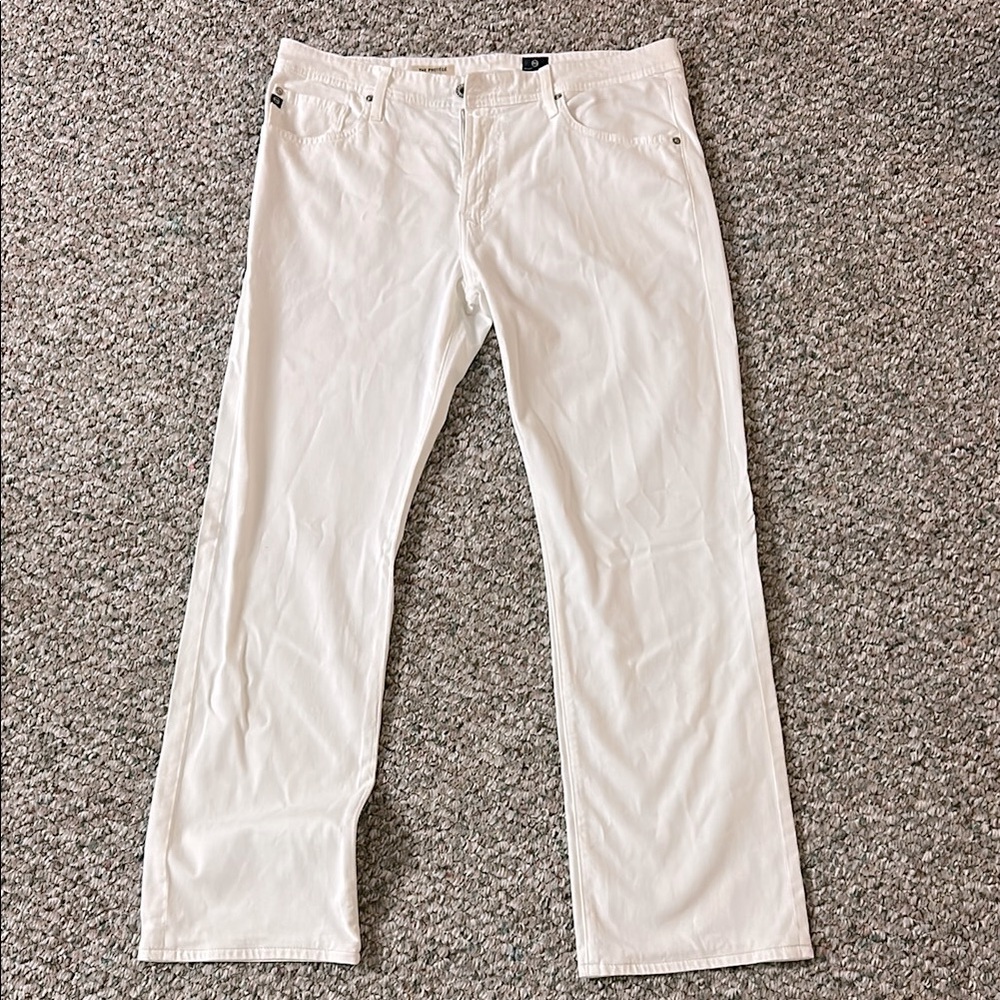 AG Adriano Goldschmied Men's Straight Jeans in Cream